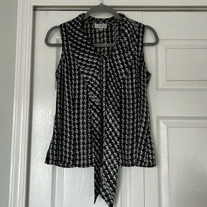 Tahari Black and White Blouse Elegant Design Size XS Petite